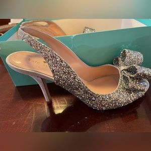 Kate Spade silver sparkly heels size 7.5 new